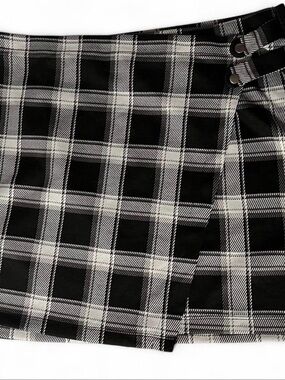 SO Black and White Plaid Mini Skirt